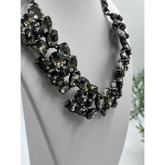 J. Crew Vintage Faceted Gray Rhinestones Chunky Chain Statement Neckace - Picture 11 of 15